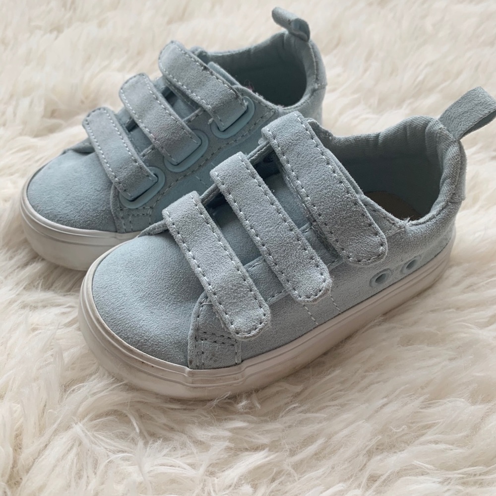 Blue suede Velcro sneakers